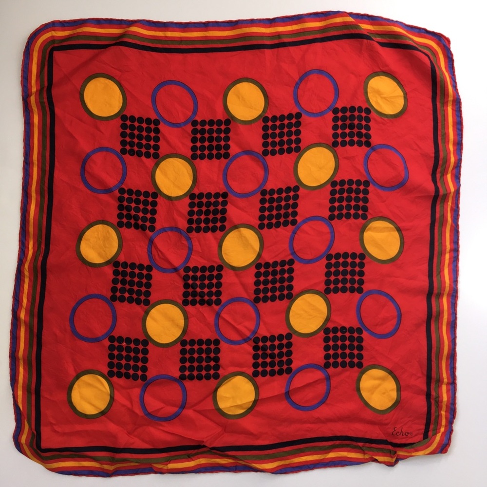 Echo women’s geometric patterned square scarf ~26”